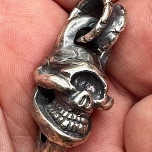 Stoplight Starlingear Vintage Japanese One Eyed Skull Silver Pendant - Picture 1 of 8